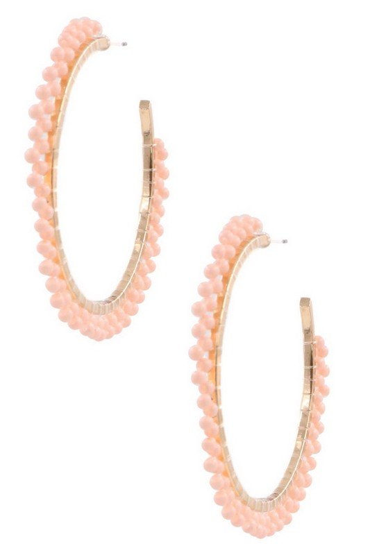 Seed Bead Open Hoop Earrings - Mercantile213