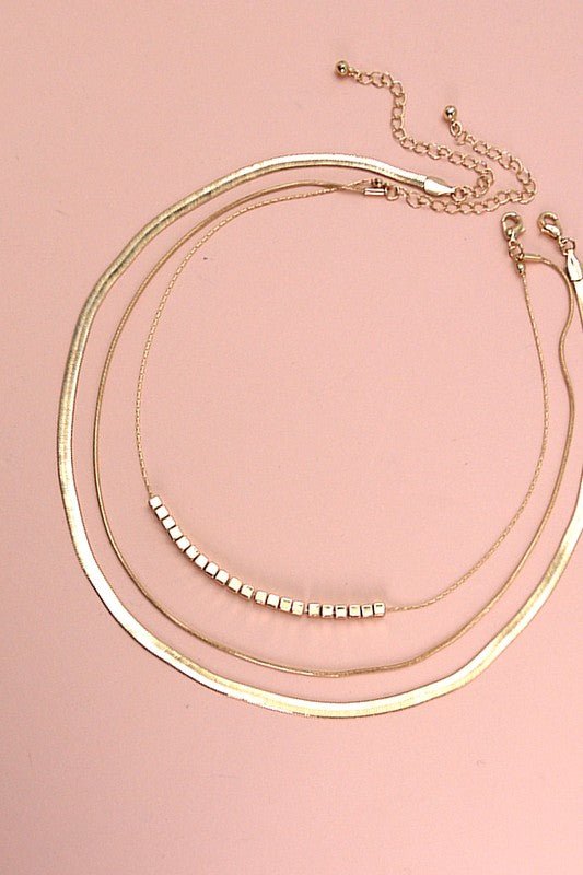 Snake Herringbone Layered Necklace - Mercantile213