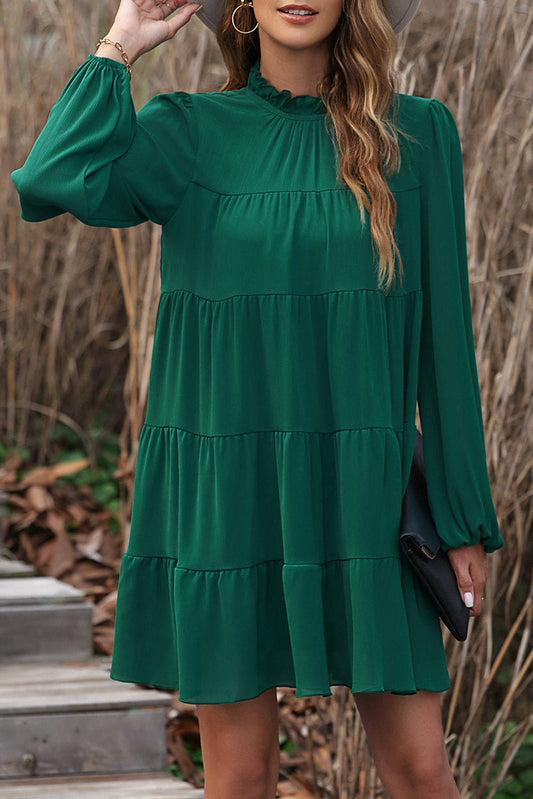 Tiered Dress- Green - Mercantile213