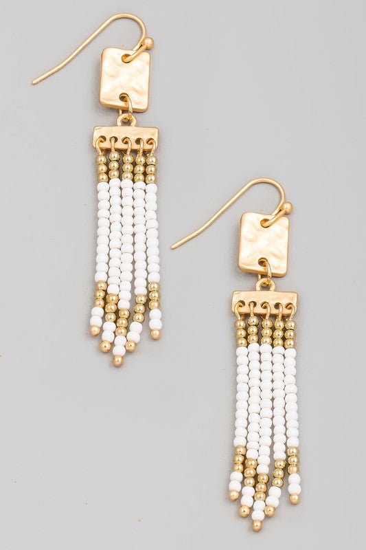 White Fringe Bead Earrings - Mercantile213