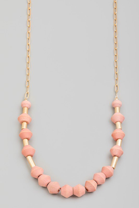 Wood/Metal Long Necklace - Mercantile213