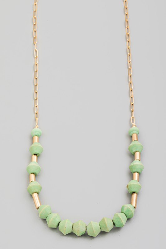 Wood/Metal Long Necklace - Mercantile213