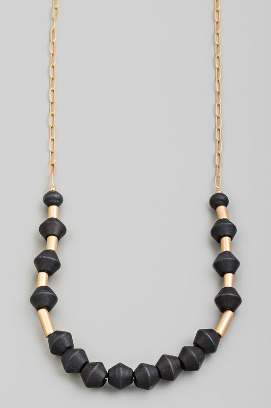 Wood/Metal Long Necklace - Mercantile213