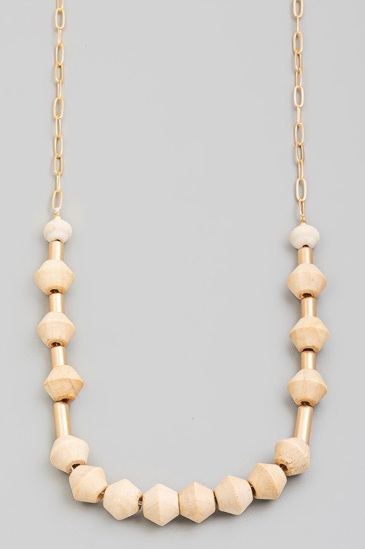 Wood/Metal Long Necklace - Mercantile213