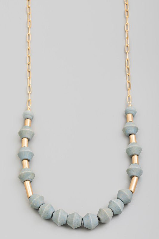 Wood/Metal Long Necklace - Mercantile213