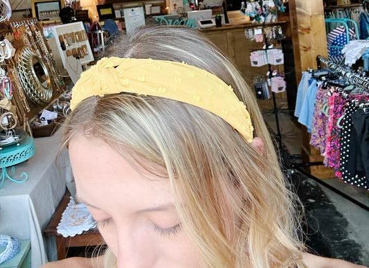 Yellow Swiss Dot Headband - Mercantile213